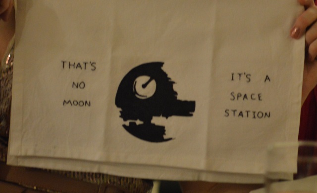 "That's no moon, it's a space station" tea towel
